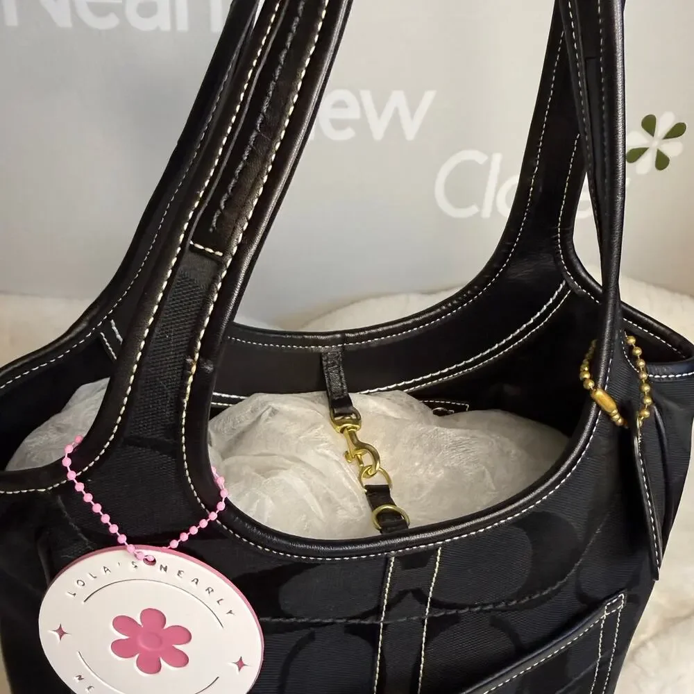 y2k COACH Black Signature 2007 Legacy Ergo Hobo Shoulder Bag